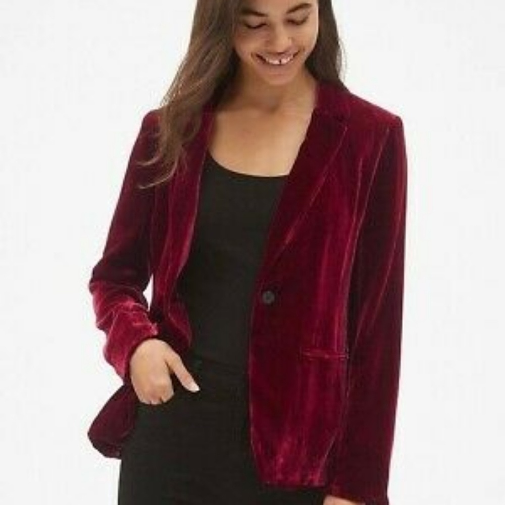 Gap Red Velvet Blazer